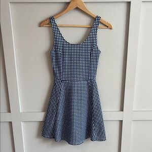 Checkered Blue and White Skater Dress